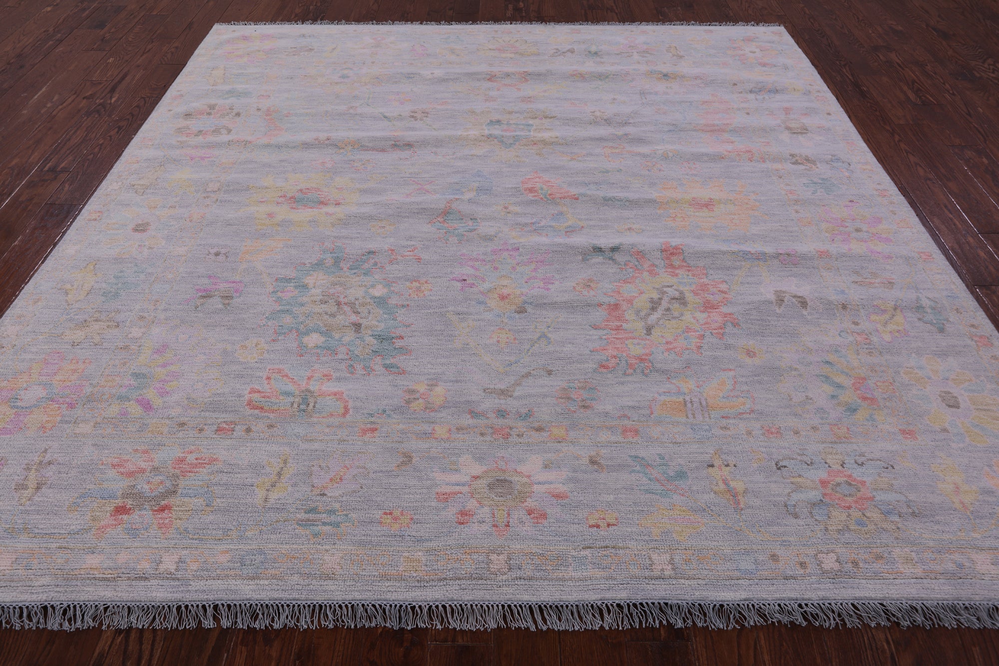 Silver Square Persian Sultanabad Handmade Wool Rug - 8' 11" X 9' 1" - Golden Nile