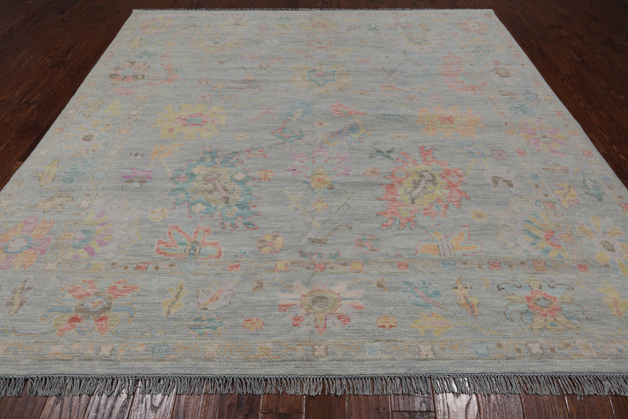 SUPER SALE Silver Square Persian Sultanabad Handmade Wool Rug - 8' 11" X 9' 1"