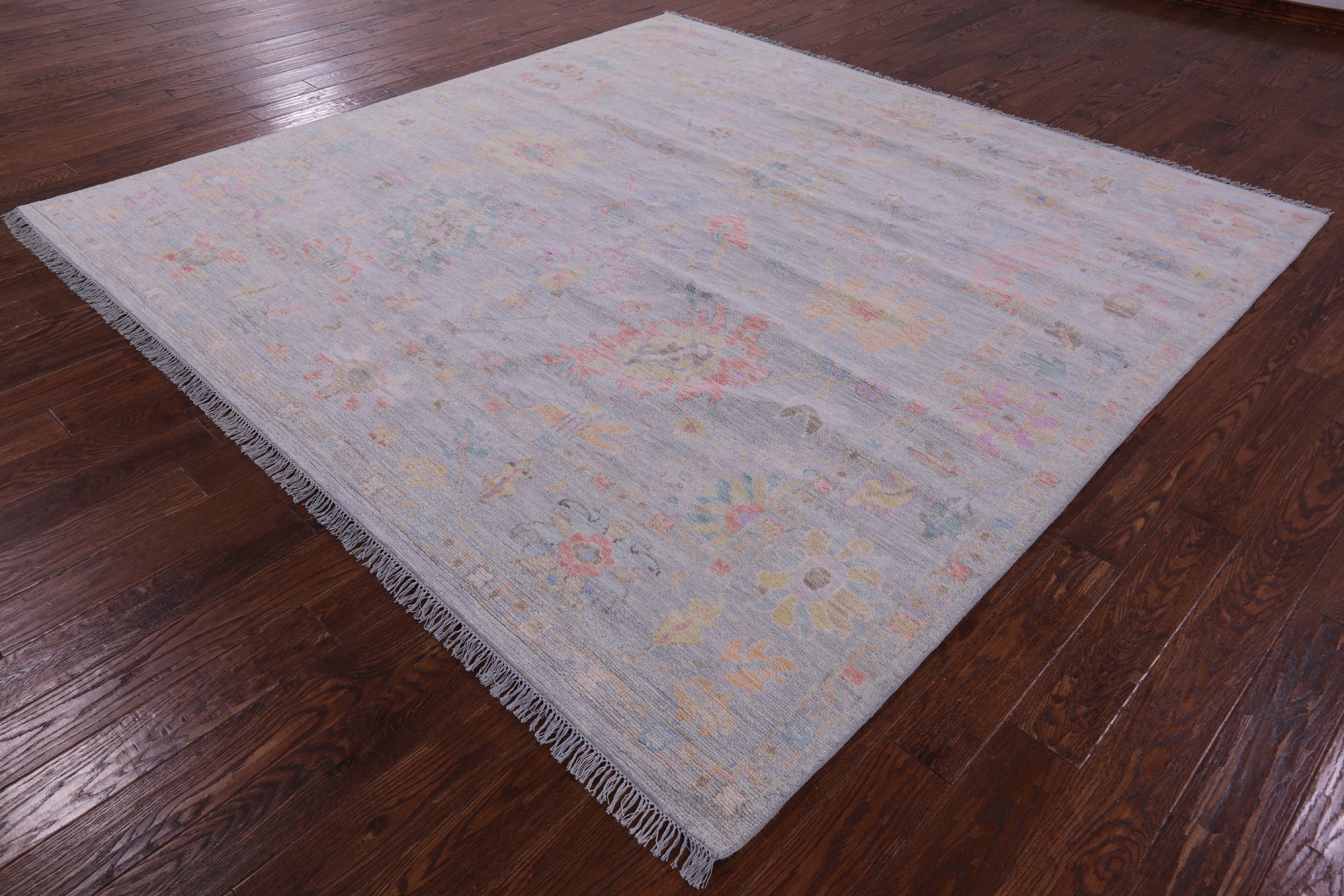 Silver Square Persian Sultanabad Handmade Wool Rug - 8' 11" X 9' 1" - Golden Nile