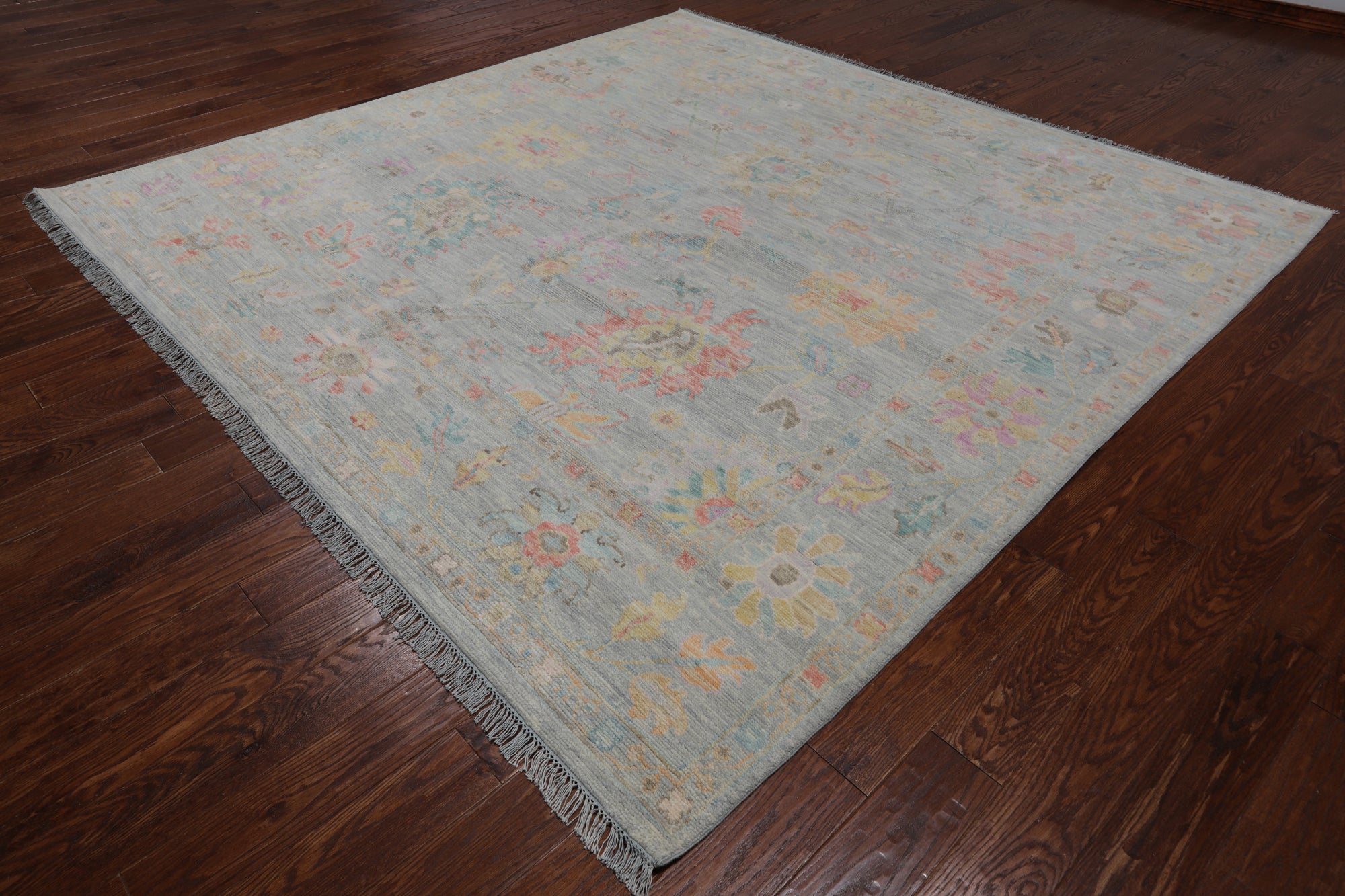 SUPER SALE Silver Square Persian Sultanabad Handmade Wool Rug - 8' 11" X 9' 1"