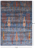 Blue Tribal Persian Gabbeh Hand Knotted Wool Area Rug - 5' 10" X 8' 5" - Golden Nile