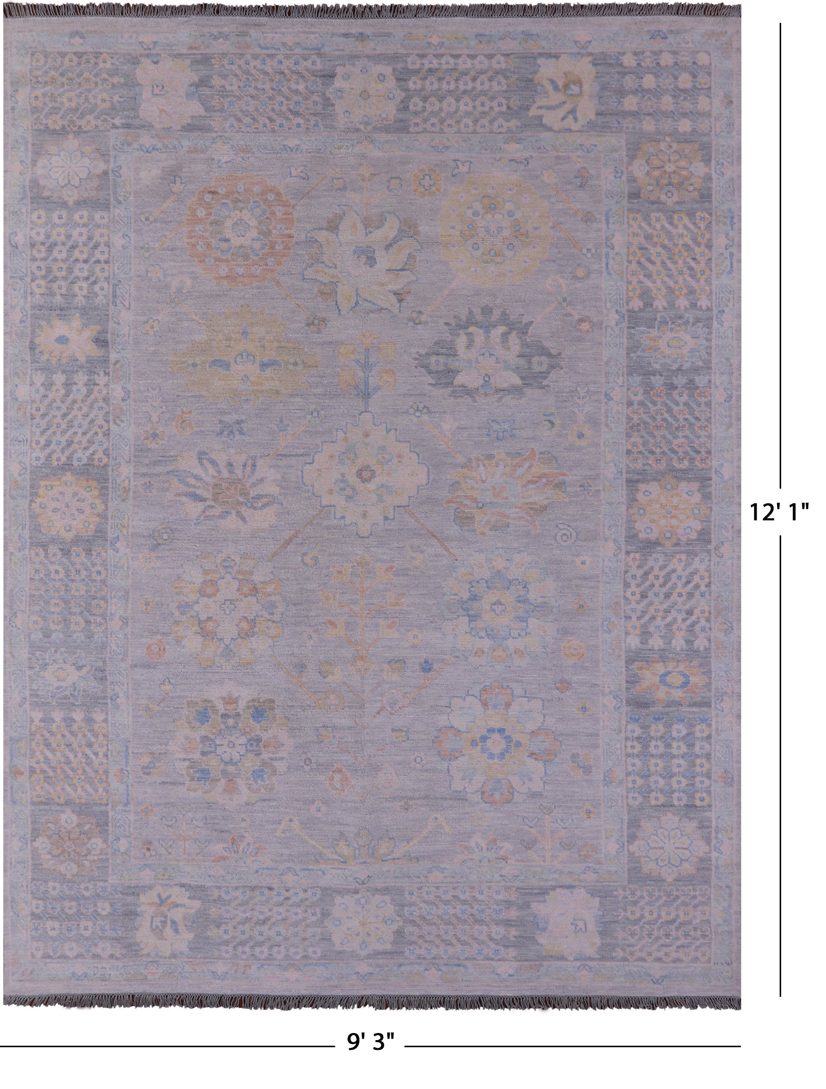 Silver Persian Heriz Serapi Hand Knotted Wool Rug - 9' 3" X 12' 1" - Golden Nile