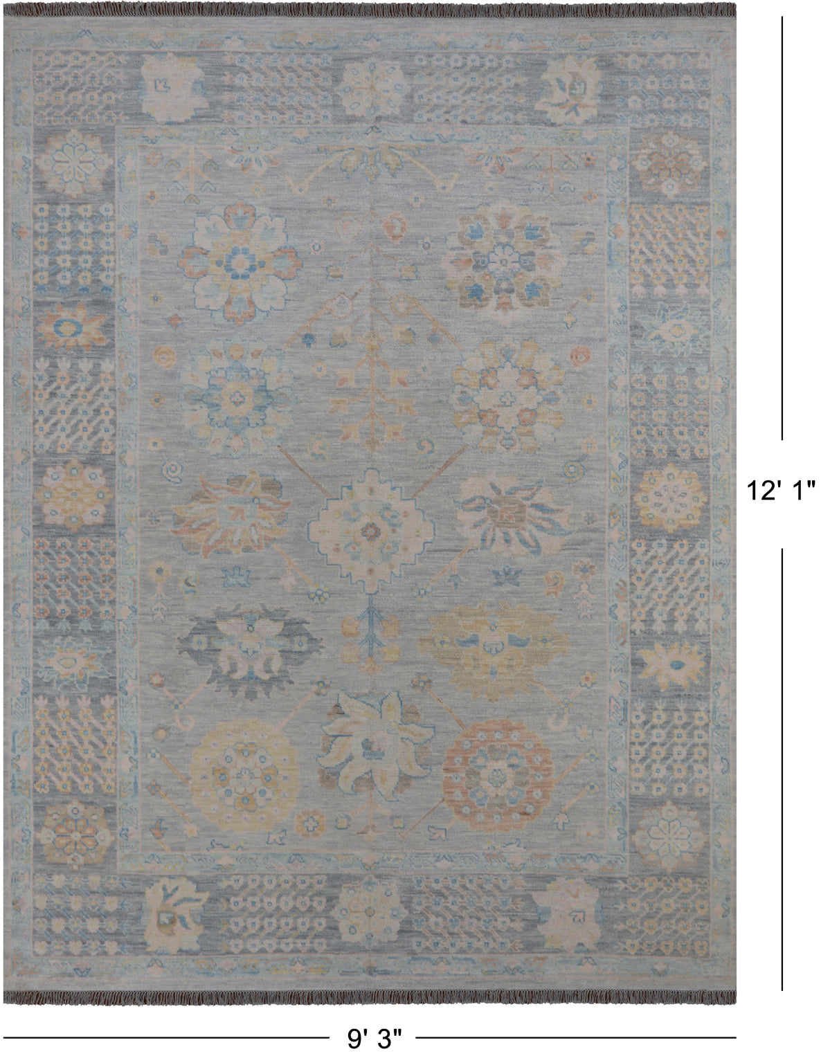 Silver Persian Heriz Serapi Hand Knotted Wool Rug - 9' 3" X 12' 1"