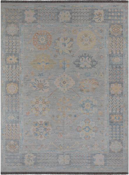 Silver Persian Heriz Serapi Hand Knotted Wool Rug - 9' 3" X 12' 1"