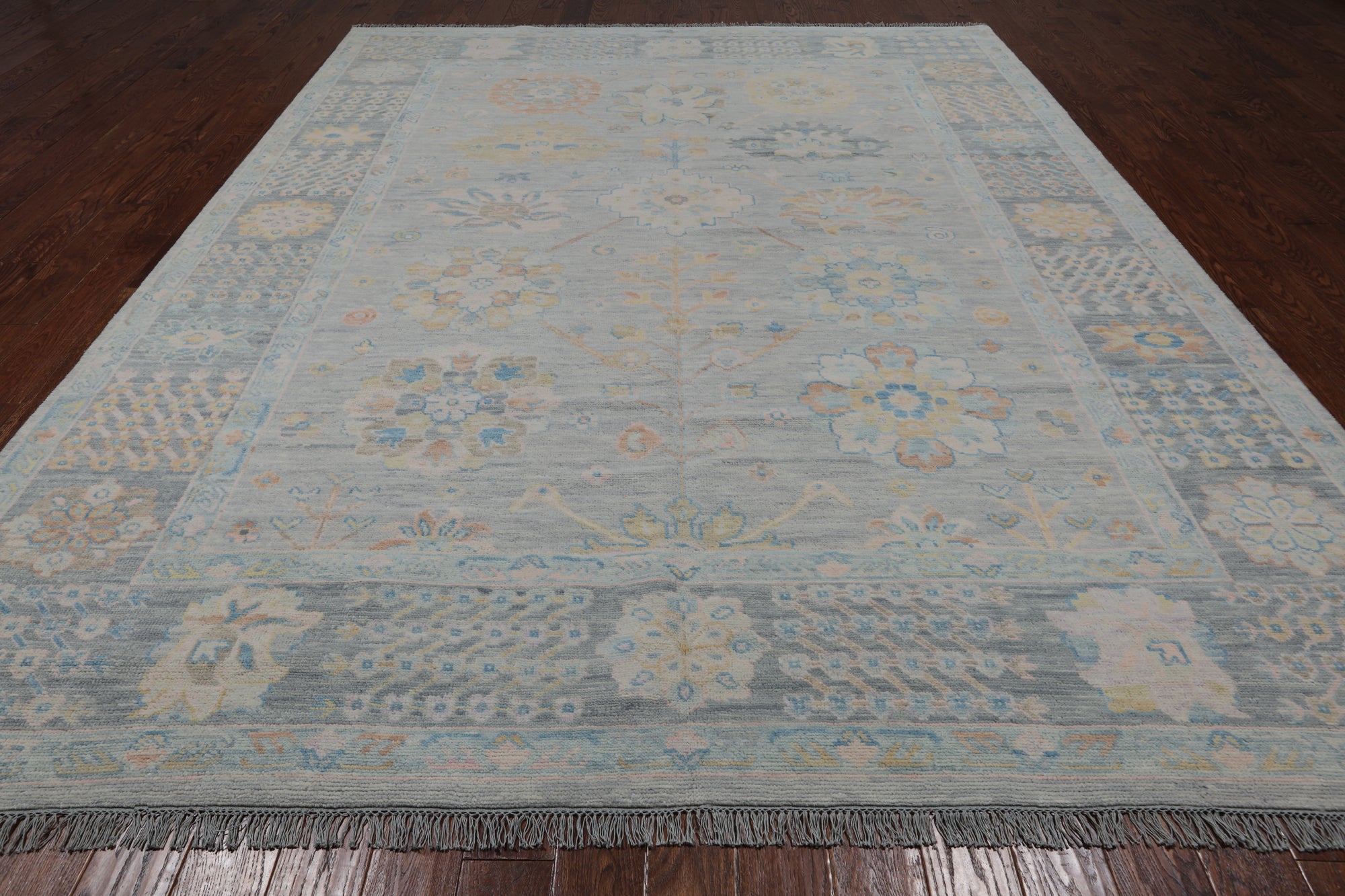 Silver Persian Heriz Serapi Hand Knotted Wool Rug - 9' 3" X 12' 1"