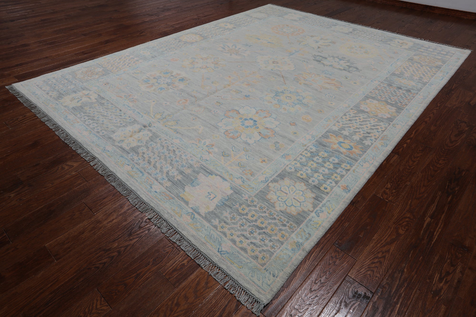Silver Persian Heriz Serapi Hand Knotted Wool Rug - 9' 3" X 12' 1"