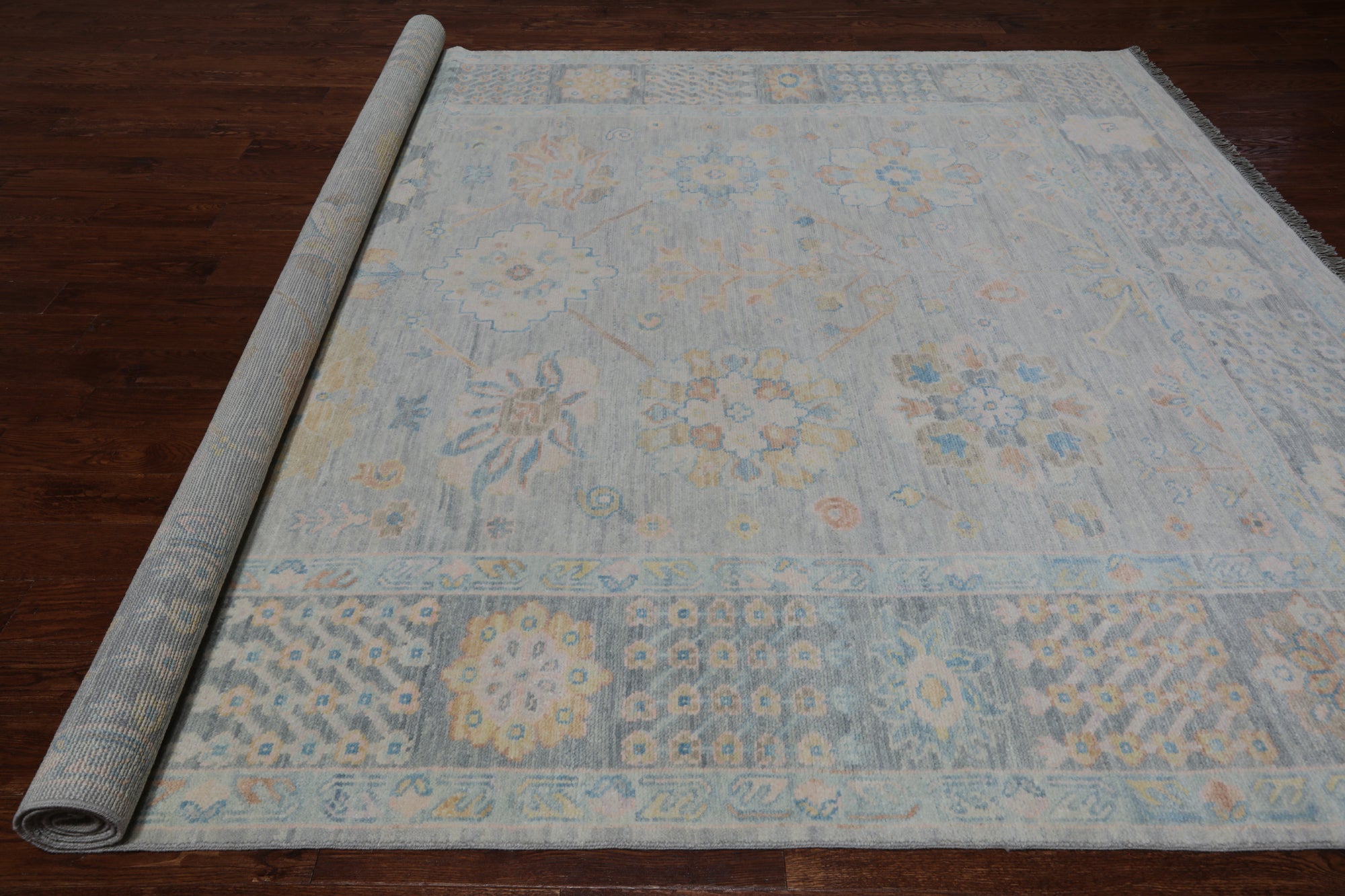 Silver Persian Heriz Serapi Hand Knotted Wool Rug - 9' 3" X 12' 1"