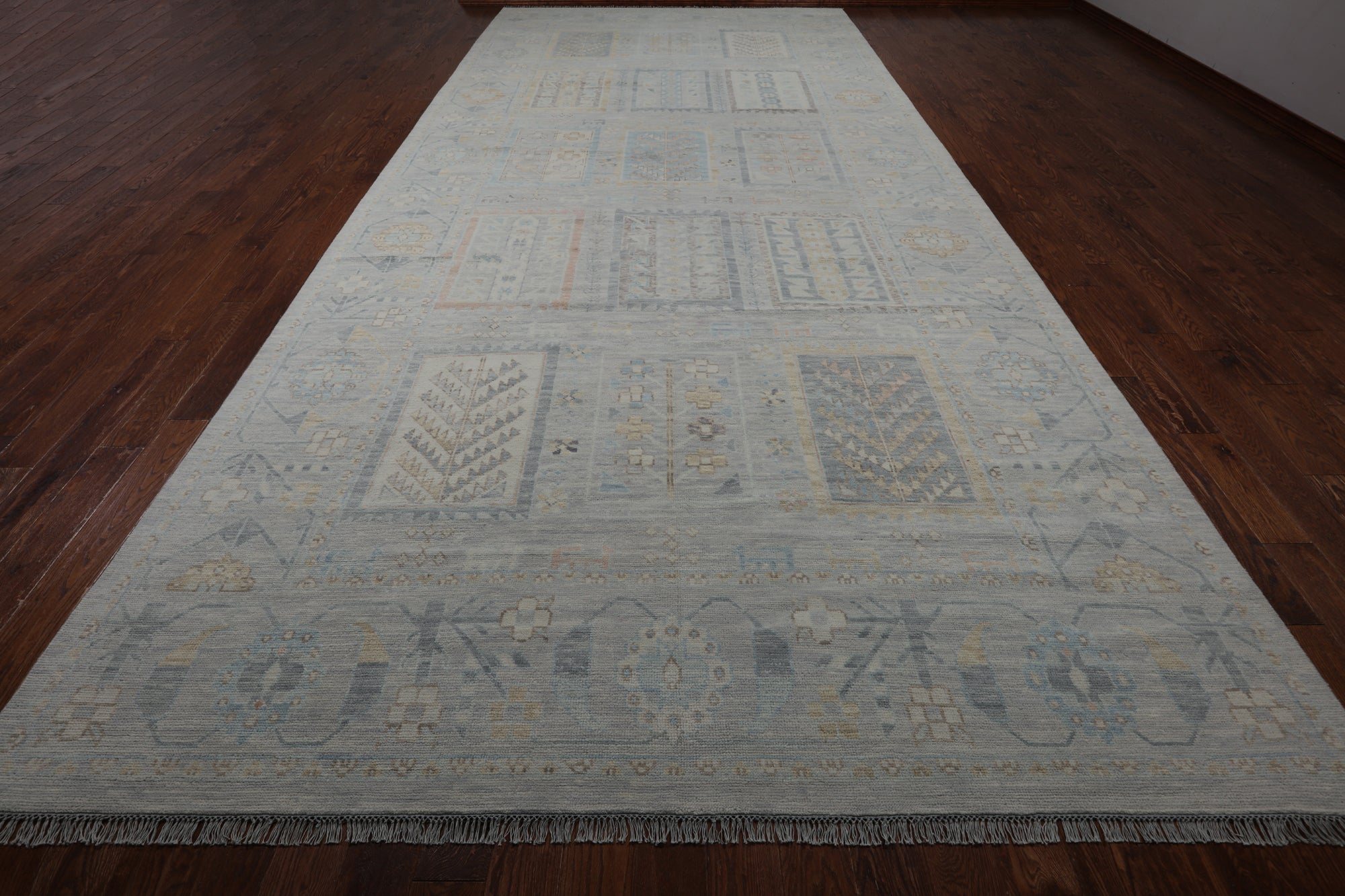 Silver Tribal Persian Gabbeh Hand Knotted Wool Rug - 8' 11" X 19' 6"