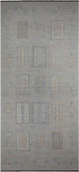 Silver Tribal Persian Gabbeh Hand Knotted Wool Rug - 8' 11" X 19' 6"