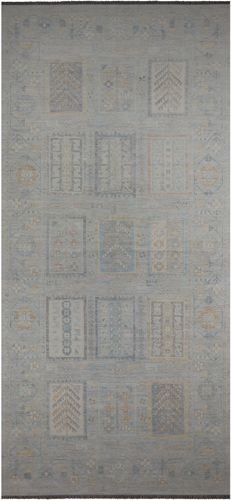 Silver Tribal Persian Gabbeh Hand Knotted Wool Rug - 8' 11" X 19' 6"