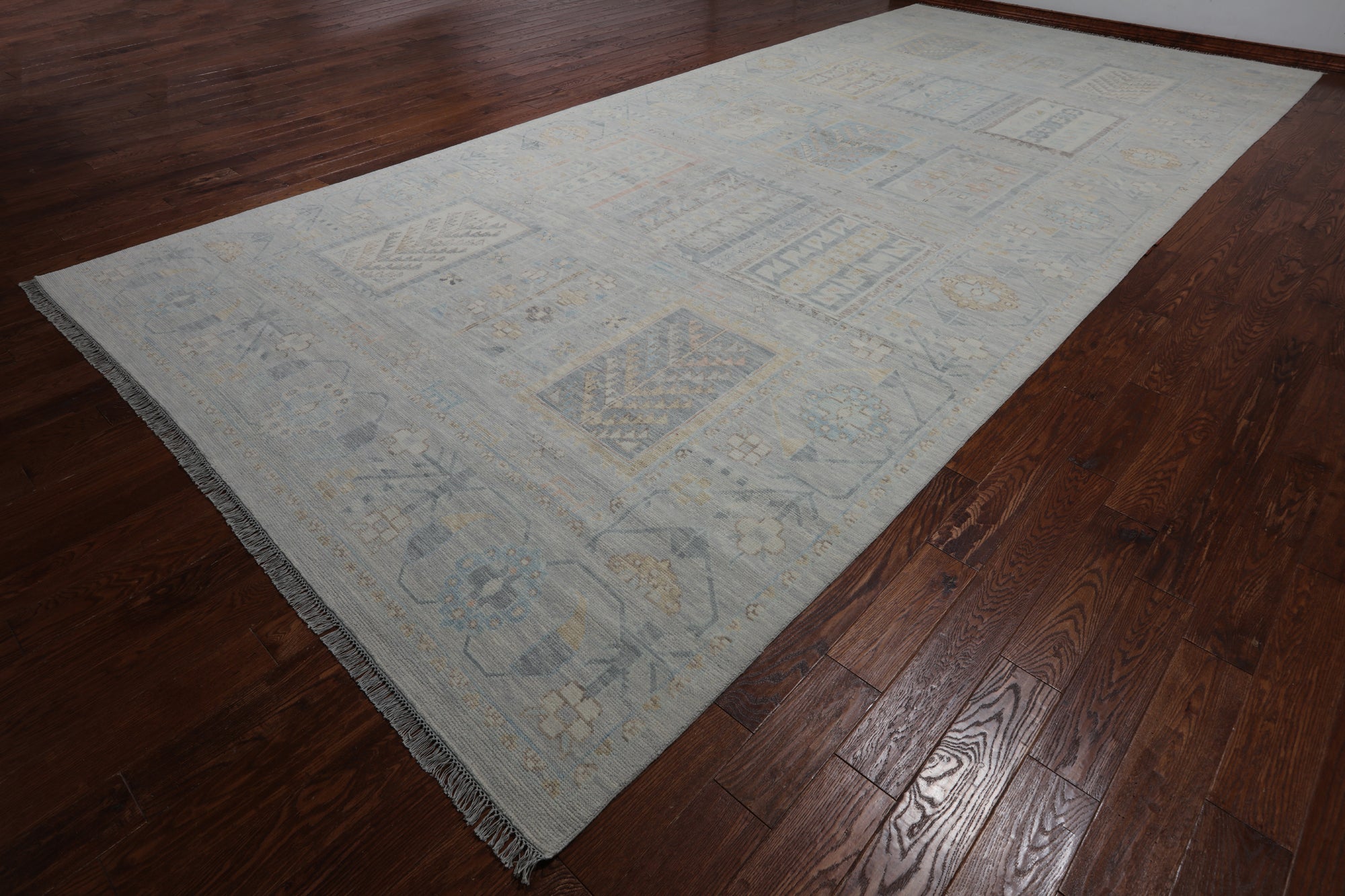 Silver Tribal Persian Gabbeh Hand Knotted Wool Rug - 8' 11" X 19' 6"