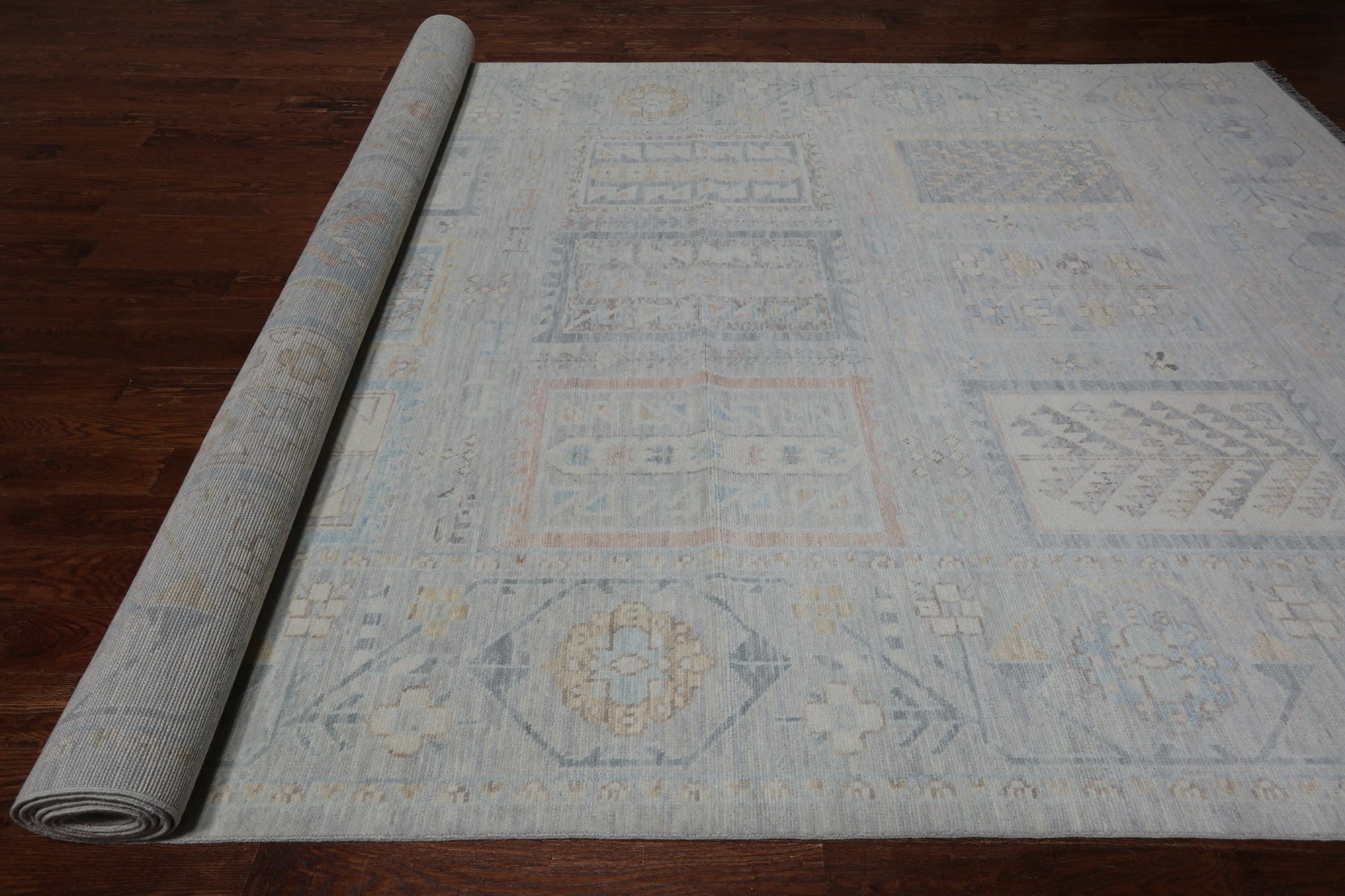 Silver Tribal Persian Gabbeh Hand Knotted Wool Rug - 8' 11" X 19' 6"
