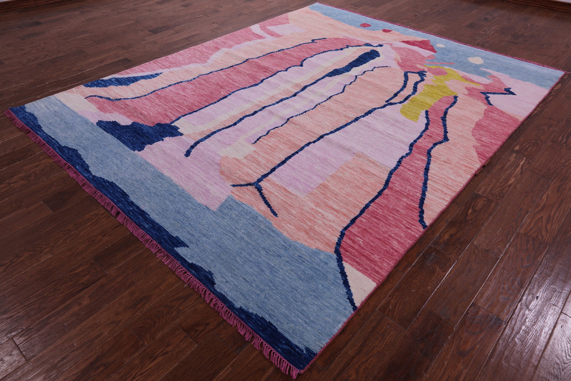 Tribal Moroccan Hand Knotted Wool Rug - 7' 10" X 9' 10" - Golden Nile