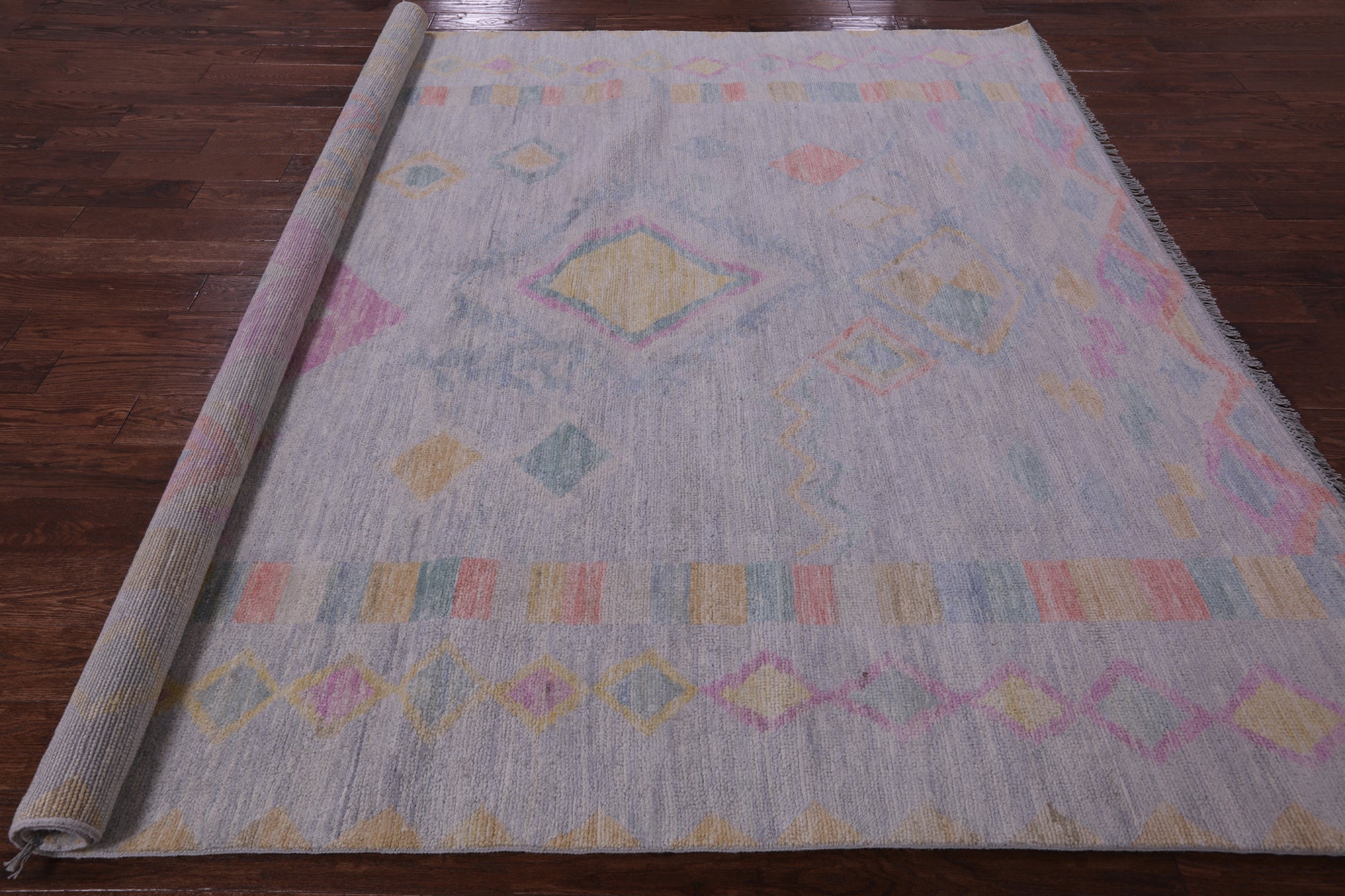 Grey Square Tribal Moroccan Hand Knotted Wool Rug - 8' 0" X 8' 1" - Golden Nile