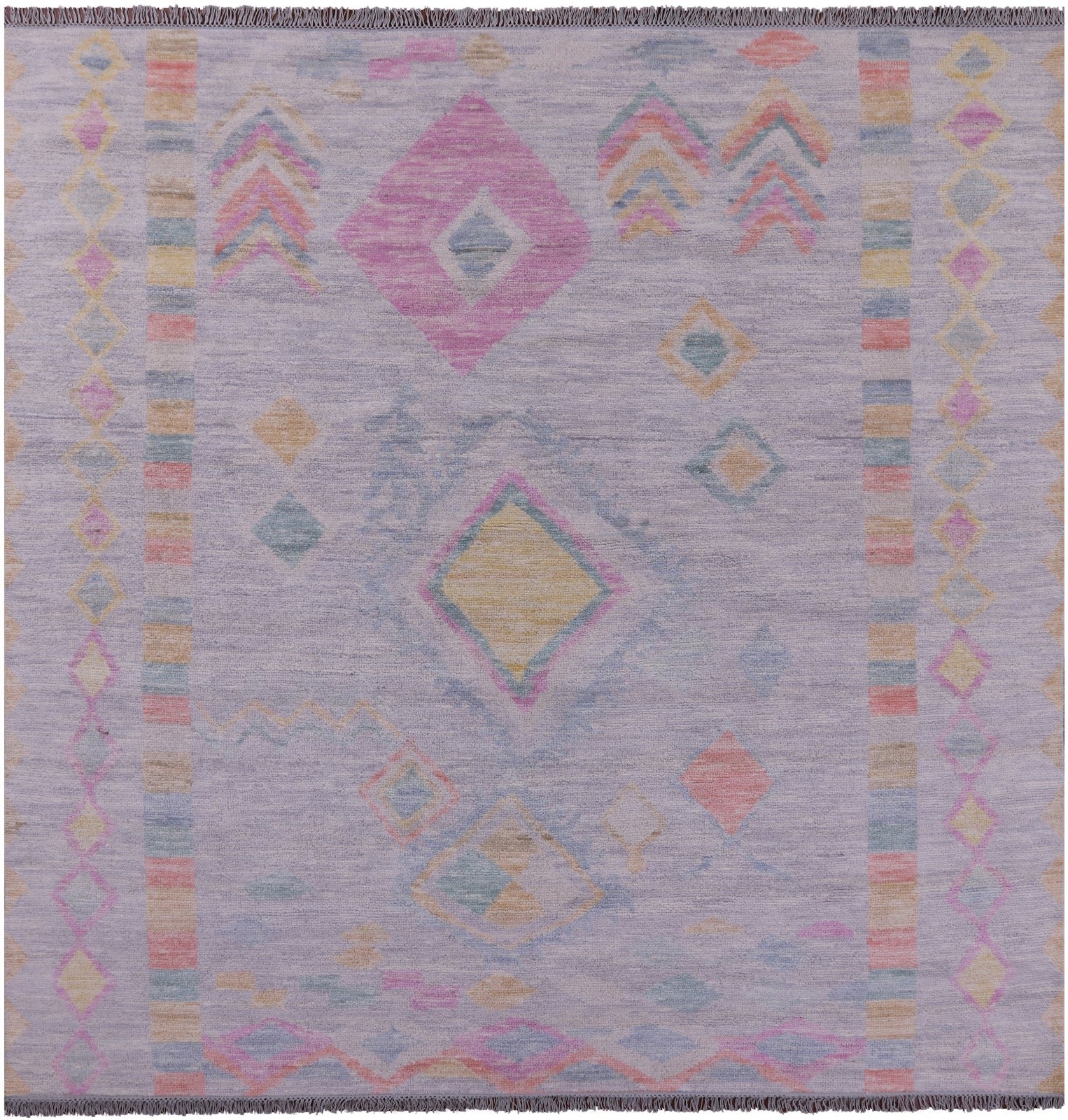 Grey Square Tribal Moroccan Hand Knotted Wool Rug - 8' 0" X 8' 1" - Golden Nile