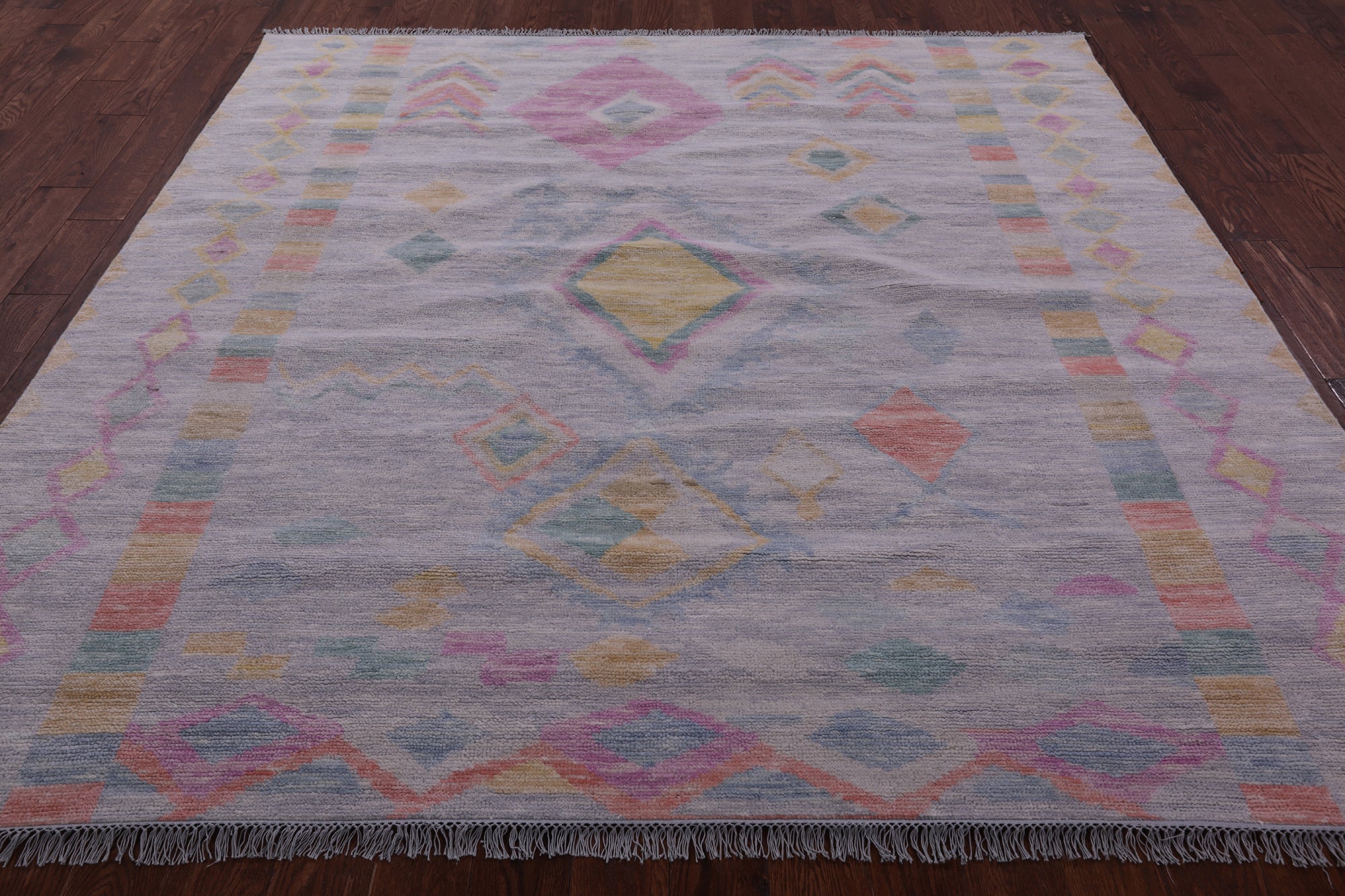 Grey Square Tribal Moroccan Hand Knotted Wool Rug - 8' 0" X 8' 1" - Golden Nile