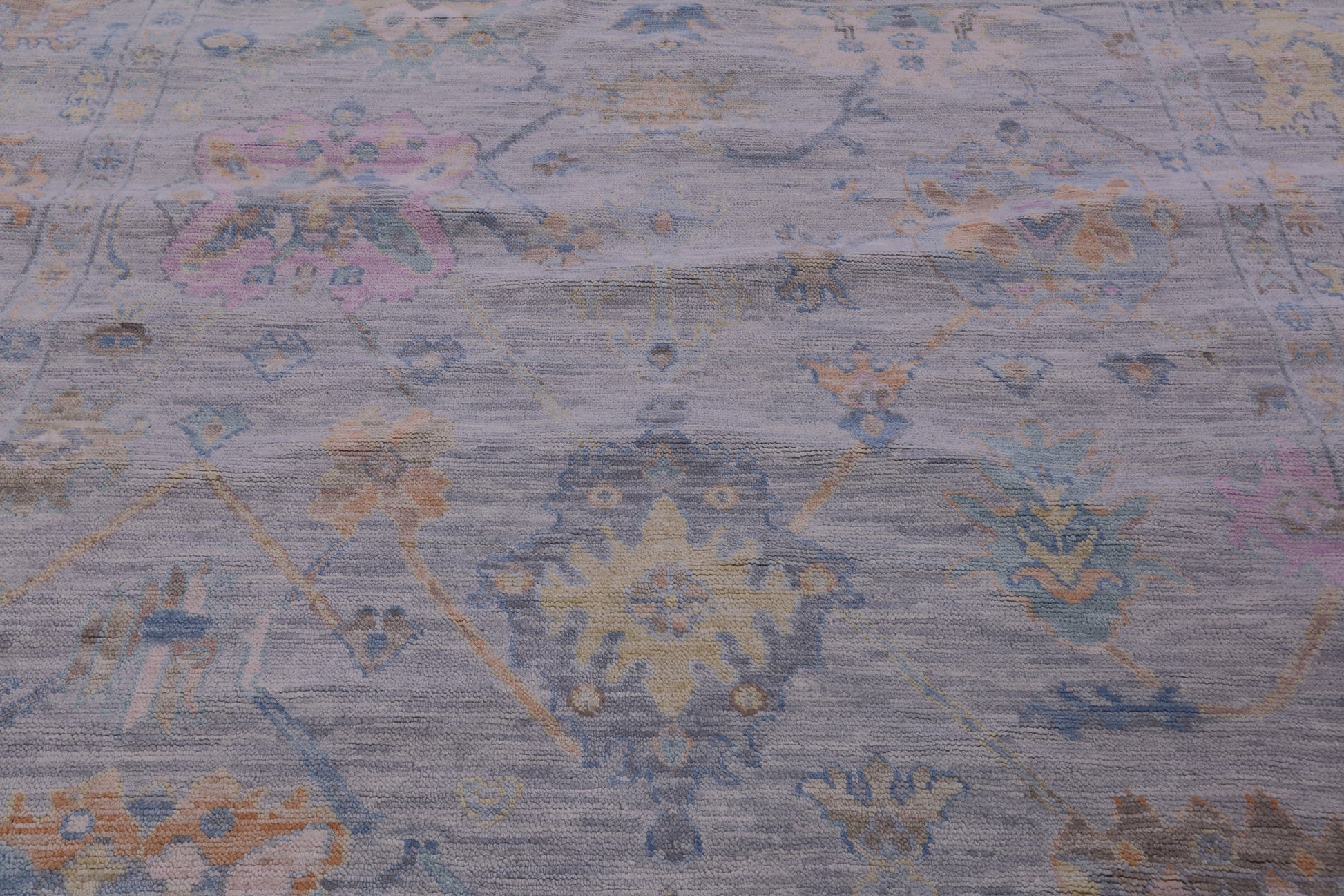 Silver Square Turkish Oushak Hand Knotted Wool Rug - 7' 11" X 8' 1" - Golden Nile