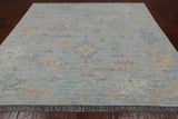 SUPER SALE Silver Square Turkish Oushak Hand Knotted Wool Rug - 7' 11" X 8' 1"