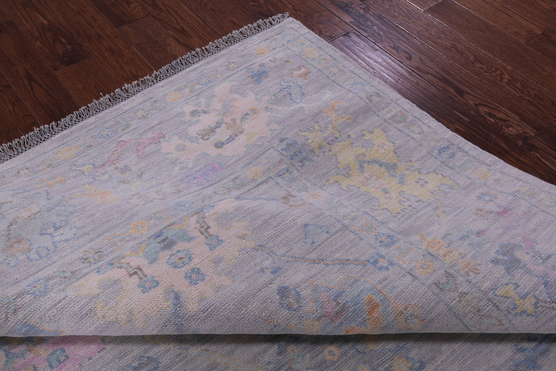 Silver Square Turkish Oushak Hand Knotted Wool Rug - 7' 11" X 8' 1" - Golden Nile