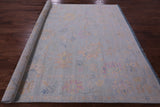 Blue Square Turkish Oushak Hand Knotted Wool Rug - 7' 7" X 7' 11" - Golden Nile