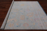 SUPER SALE Blue Square Turkish Oushak Hand Knotted Wool Rug - 7' 7" X 7' 11"