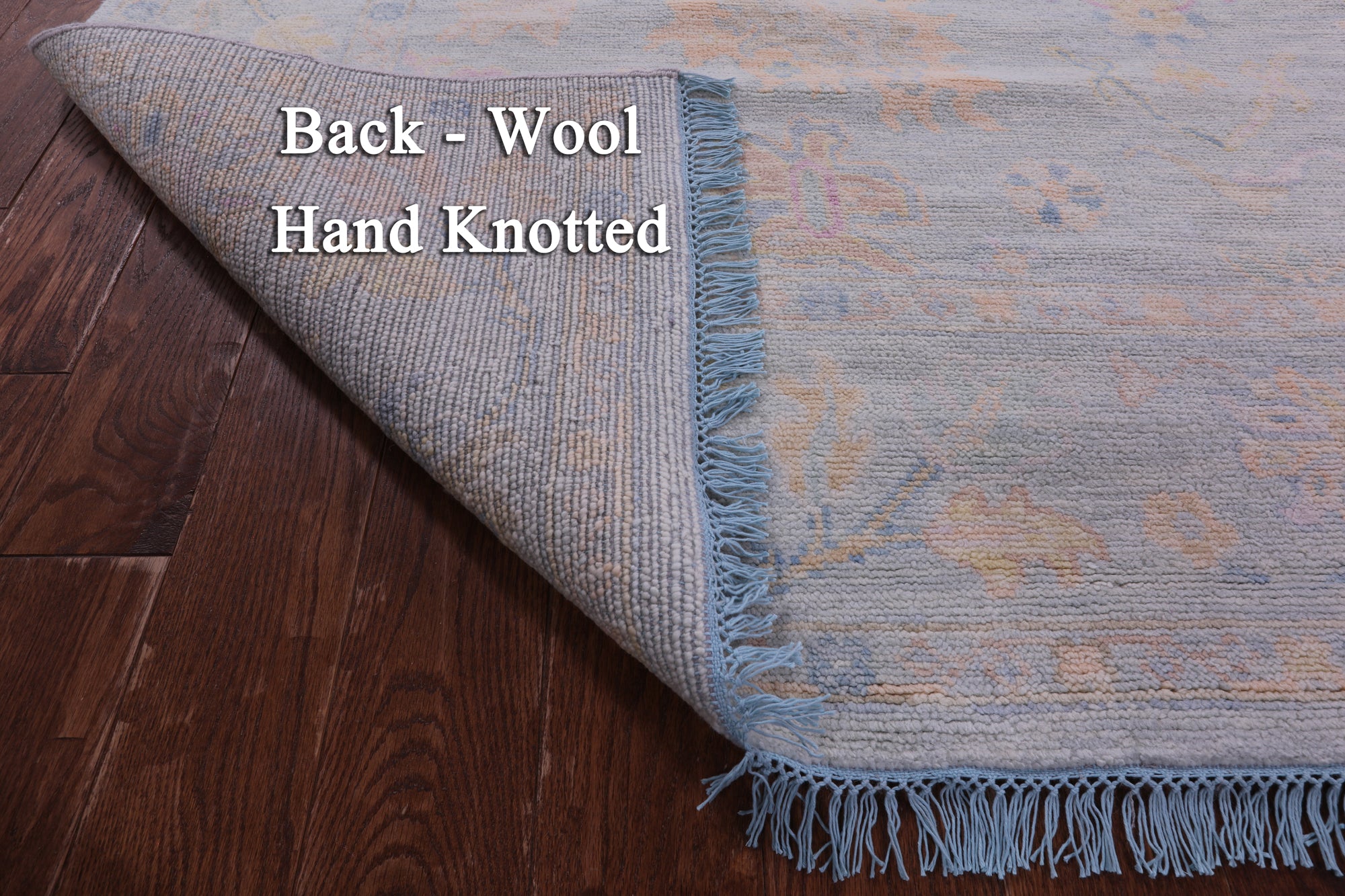 Blue Square Turkish Oushak Hand Knotted Wool Rug - 7' 7" X 7' 11" - Golden Nile