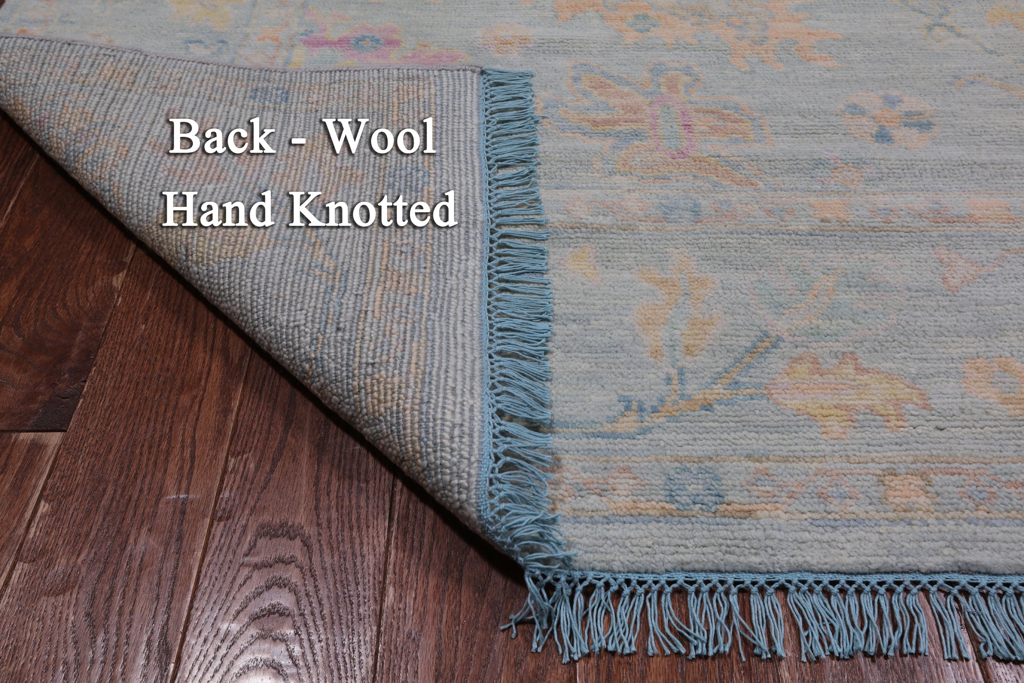SUPER SALE Blue Square Turkish Oushak Hand Knotted Wool Rug - 7' 7" X 7' 11"