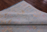 Blue Square Turkish Oushak Hand Knotted Wool Rug - 7' 7" X 7' 11" - Golden Nile