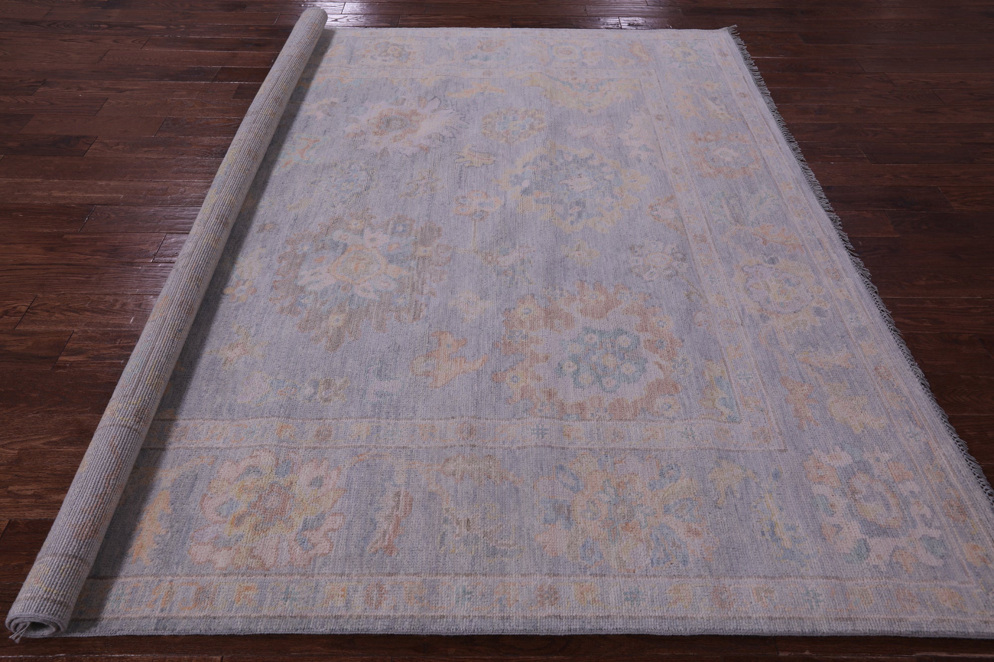 Silver Square Persian Sultanabad Hand Knotted Wool Rug - 7' 8" X 8' 2" - Golden Nile