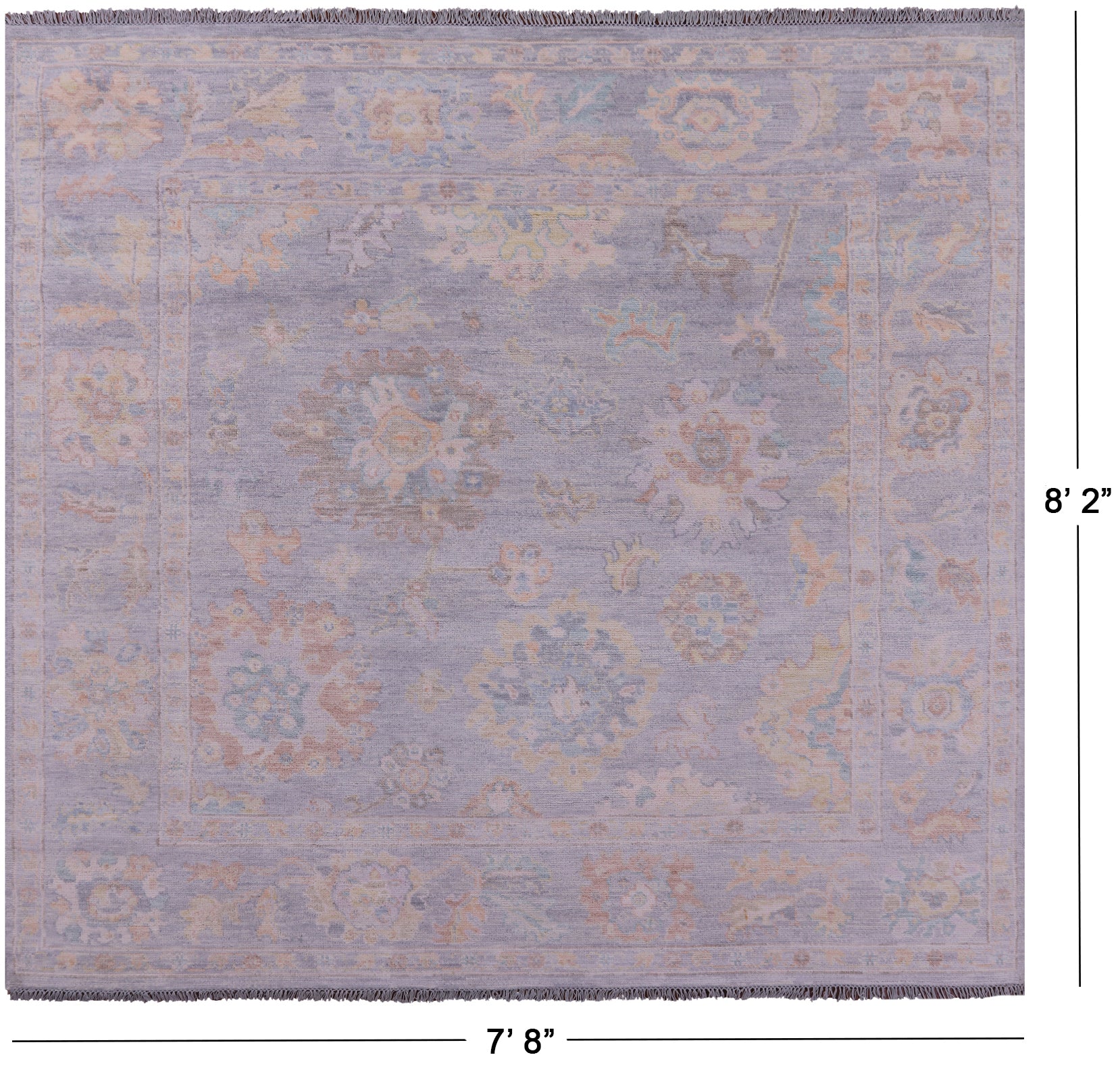 Silver Square Persian Sultanabad Hand Knotted Wool Rug - 7' 8" X 8' 2" - Golden Nile