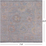 SUPER SALE Silver Square Persian Sultanabad Hand Knotted Wool Rug - 7' 8" X 8' 2"