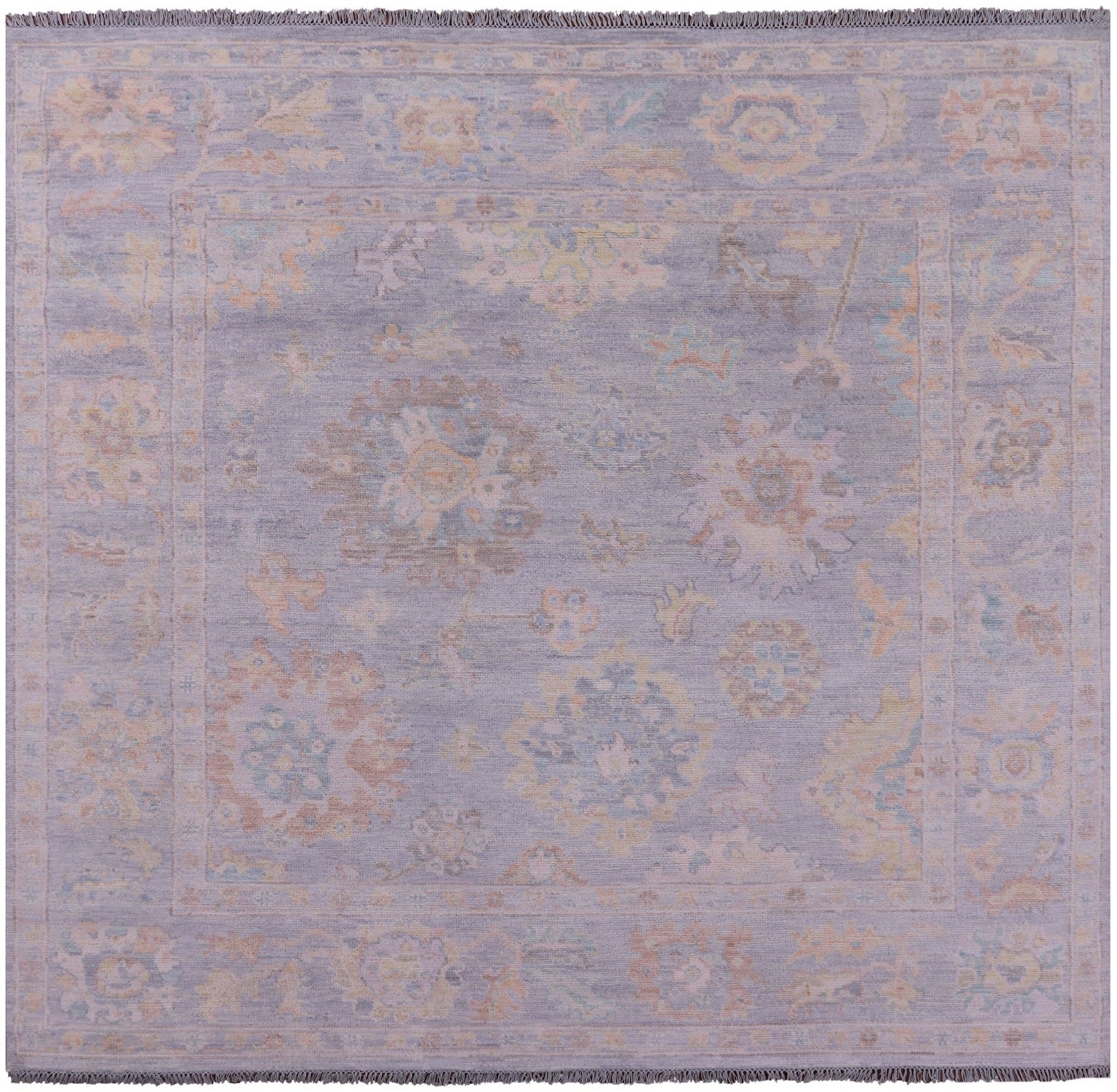 Silver Square Persian Sultanabad Hand Knotted Wool Rug - 7' 8" X 8' 2" - Golden Nile