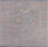 SUPER SALE Silver Square Persian Sultanabad Hand Knotted Wool Rug - 7' 8" X 8' 2"