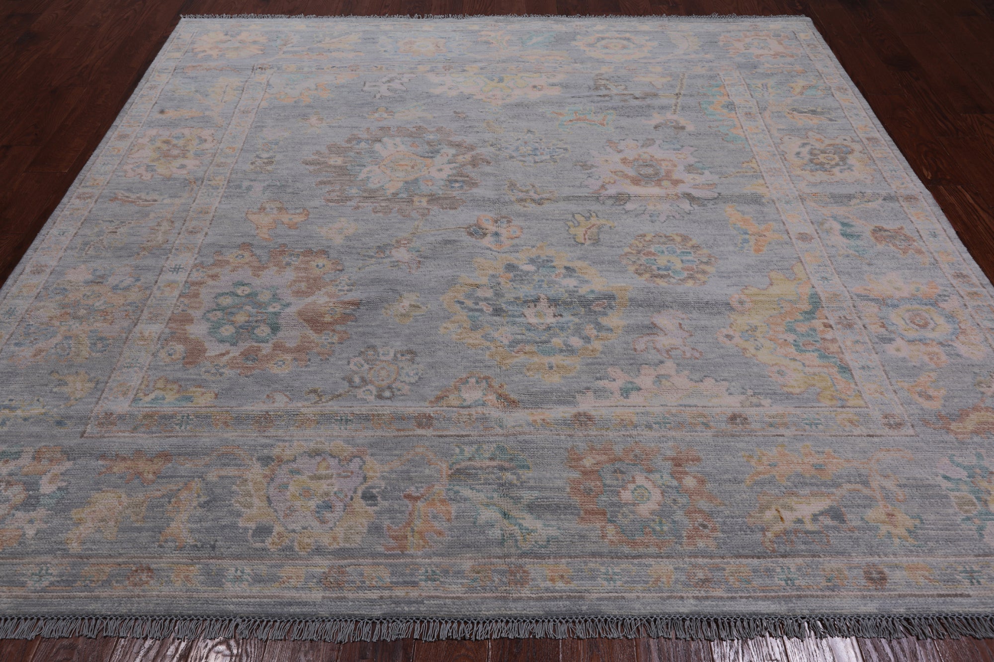SUPER SALE Silver Square Persian Sultanabad Hand Knotted Wool Rug - 7' 8" X 8' 2"