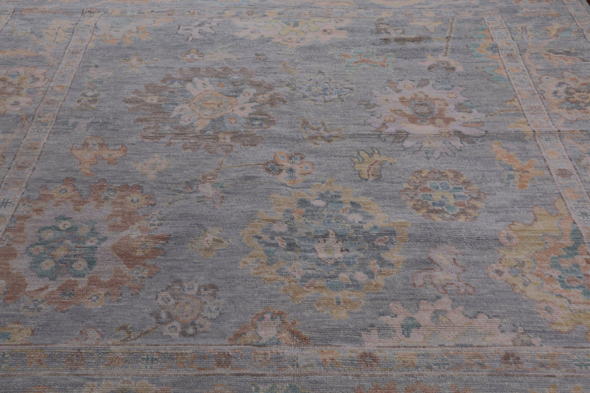 SUPER SALE Silver Square Persian Sultanabad Hand Knotted Wool Rug - 7' 8" X 8' 2"