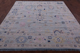 Blue Square Turkish Oushak Hand Knotted Wool Rug - 8' 1" X 8' 3" - Golden Nile