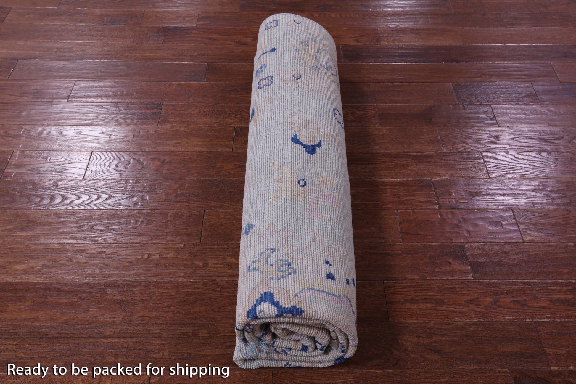 Blue Square Turkish Oushak Hand Knotted Wool Rug - 8' 1" X 8' 3" - Golden Nile