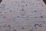 Blue Square Turkish Oushak Hand Knotted Wool Rug - 8' 1" X 8' 3" - Golden Nile