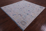 Blue Square Turkish Oushak Hand Knotted Wool Rug - 8' 1" X 8' 3" - Golden Nile