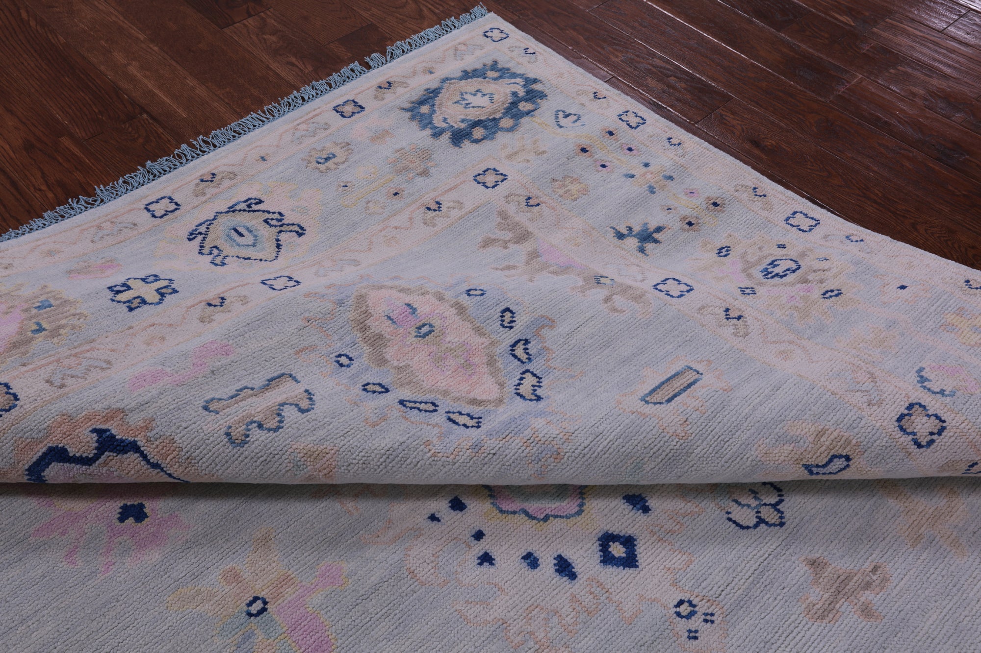 Blue Square Turkish Oushak Hand Knotted Wool Rug - 8' 1" X 8' 3" - Golden Nile