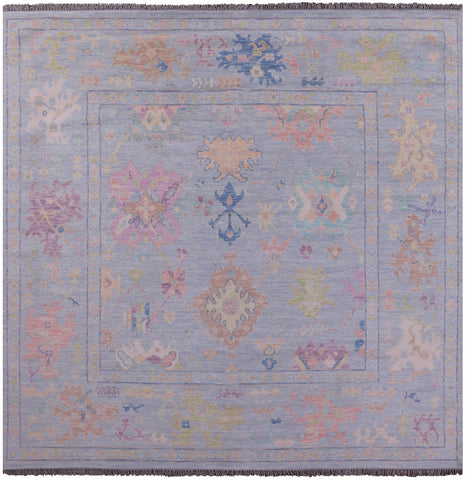 Light Blue Square Persian Sultanabad Handmade Wool Rug - 9' 11