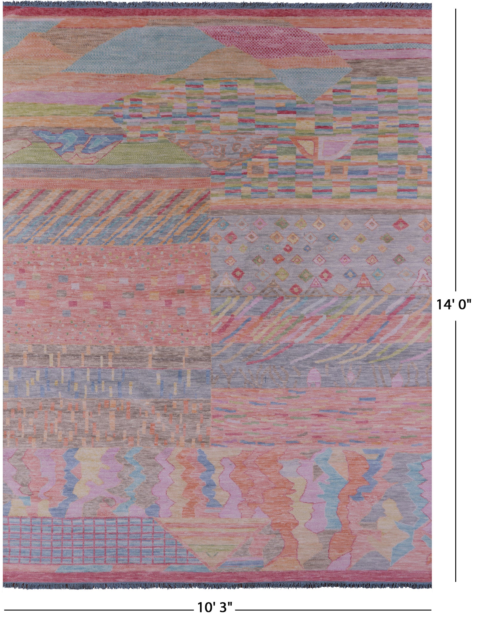 Tribal Moroccan Hand Knotted Wool Rug - 10' 3" X 14' 0" - Golden Nile
