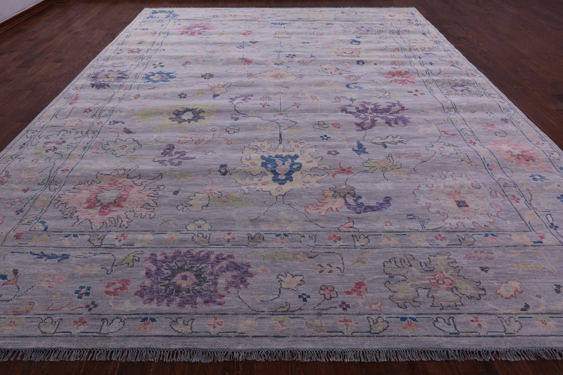 Silver Turkish Oushak Hand Knotted Wool Rug - 12' 0" X 15' 0" - Golden Nile