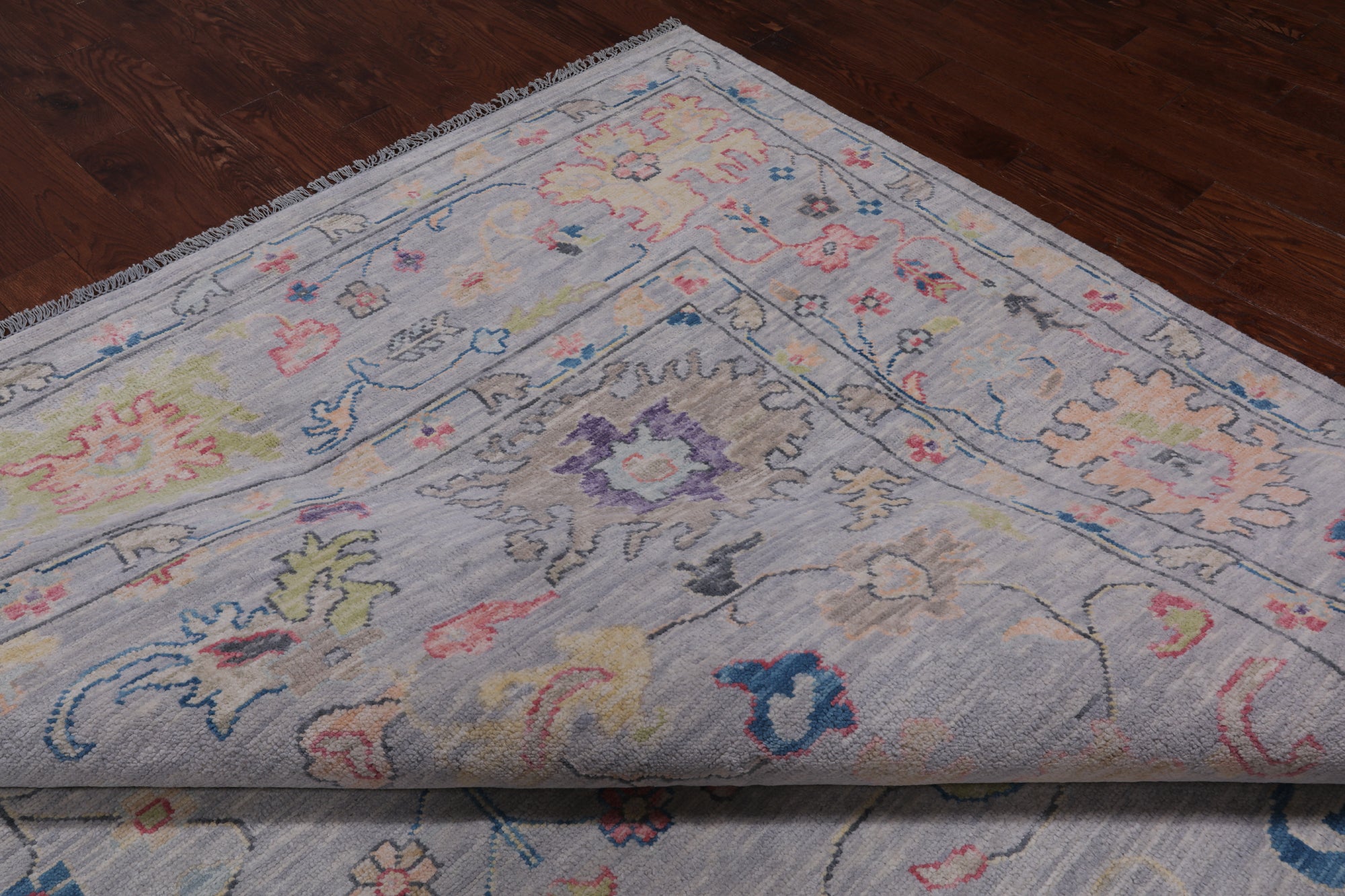 SUPER SALE Silver Turkish Oushak Hand Knotted Wool Rug - 12' 0" X 15' 0"