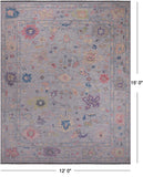 SUPER SALE Silver Turkish Oushak Hand Knotted Wool Rug - 12' 0" X 15' 0"