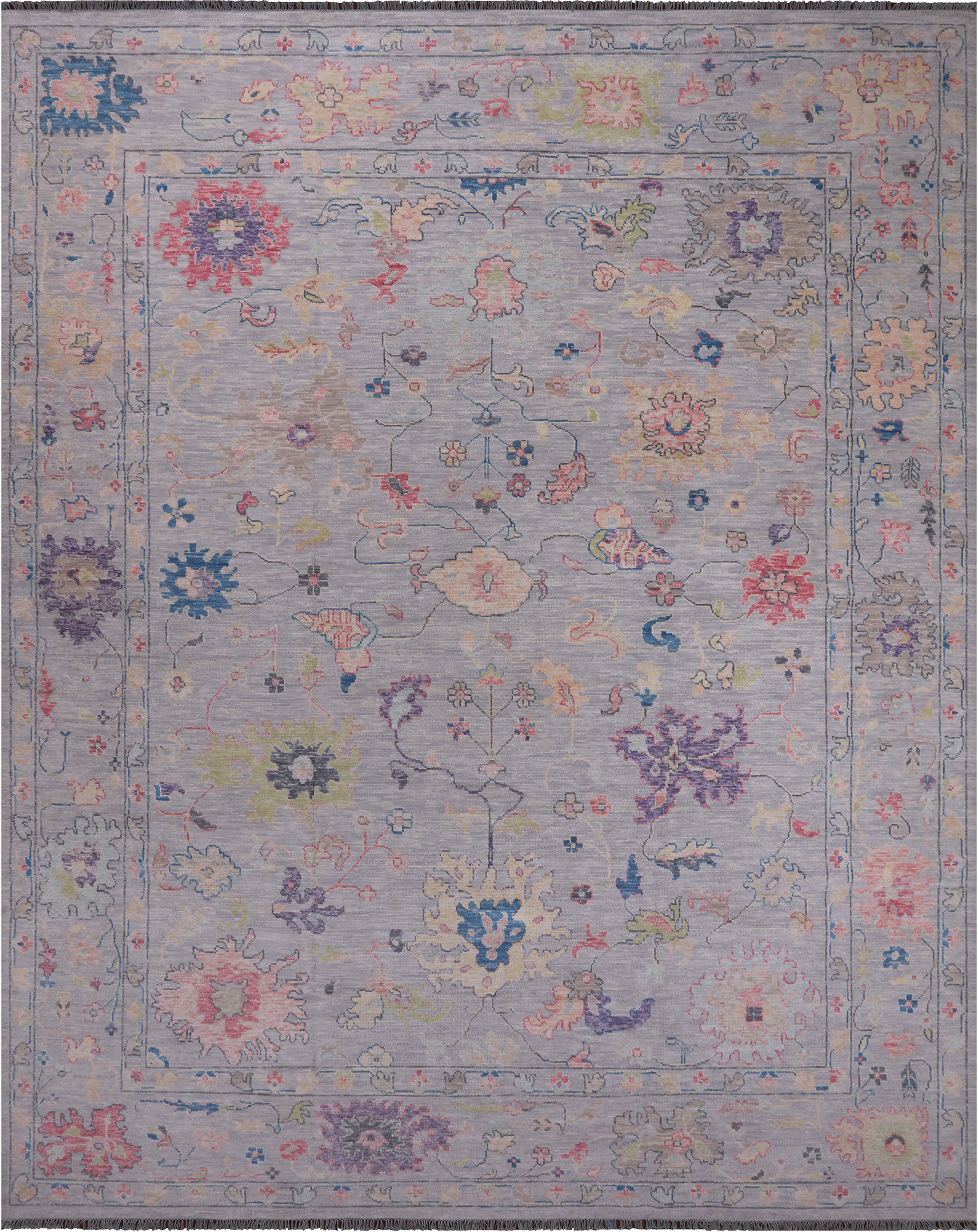 SUPER SALE Silver Turkish Oushak Hand Knotted Wool Rug - 12' 0" X 15' 0"
