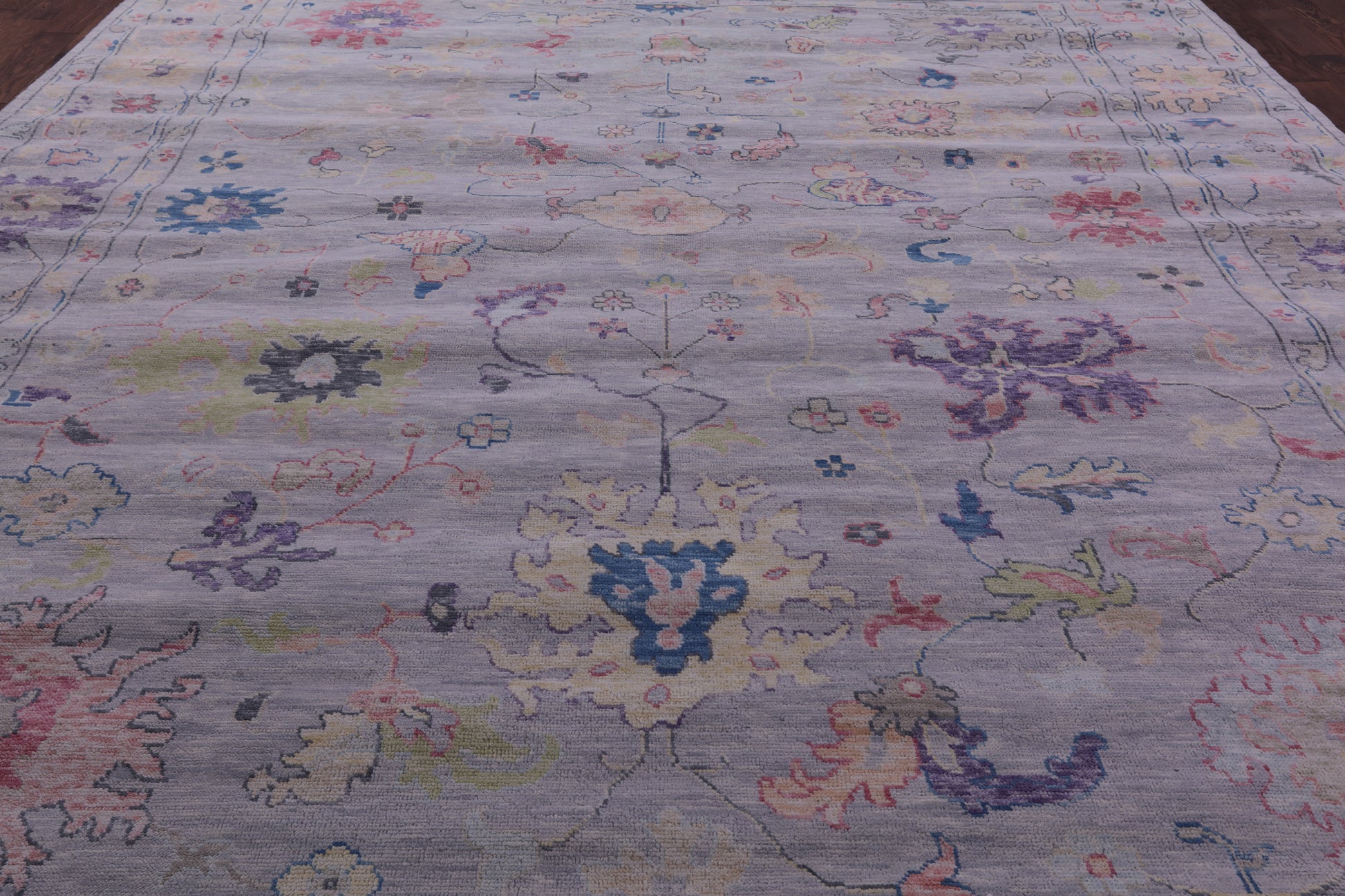 Silver Turkish Oushak Hand Knotted Wool Rug - 12' 0" X 15' 0" - Golden Nile
