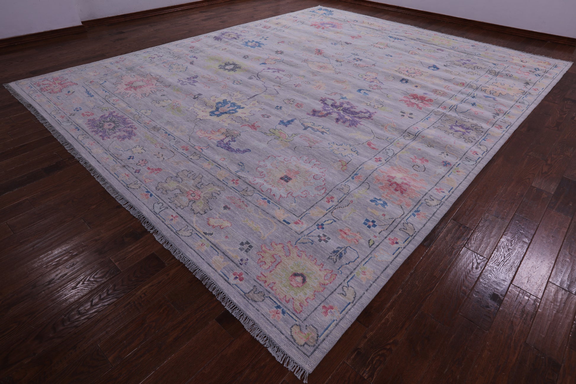 Silver Turkish Oushak Hand Knotted Wool Rug - 12' 0" X 15' 0" - Golden Nile
