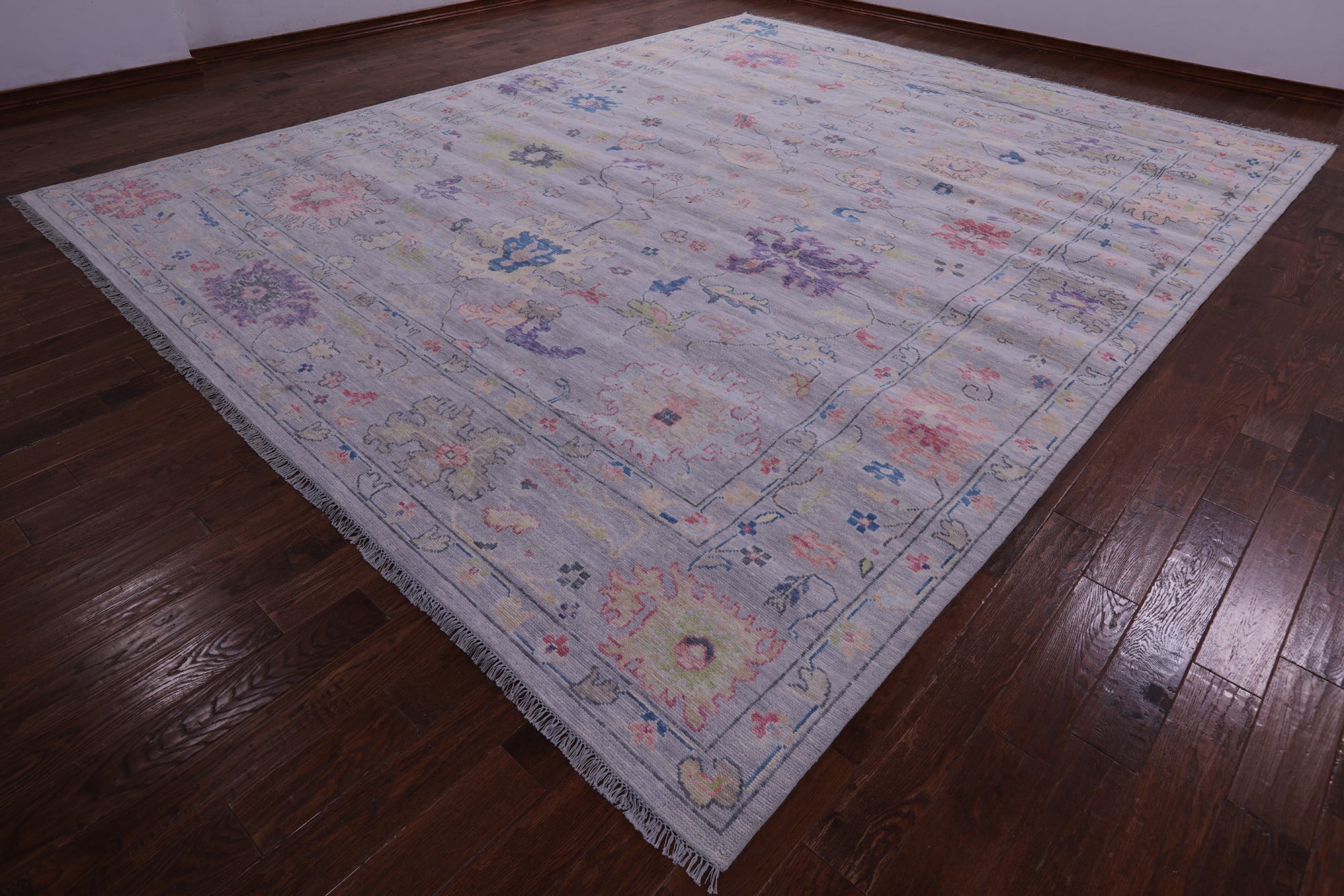 Silver Turkish Oushak Hand Knotted Wool Rug - 12' 0" X 15' 0" - Golden Nile