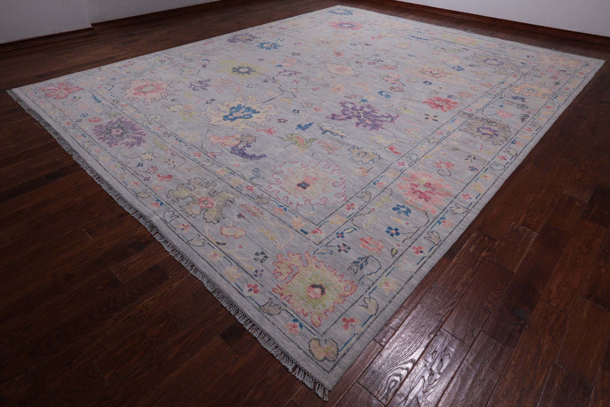 SUPER SALE Silver Turkish Oushak Hand Knotted Wool Rug - 12' 0" X 15' 0"